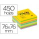 Foto 0: BLOCO DE NOTAS ADESIVAS POST-IT 76X76 MM GAMA ULTRA ALEGRIA CUBO DE 450 FOLHAS