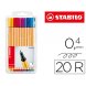 Foto 0: MARCADOR STABILO PONTA DE FIBRA POINT 88 ESTOJO DE 20 CORES SORTIDAS